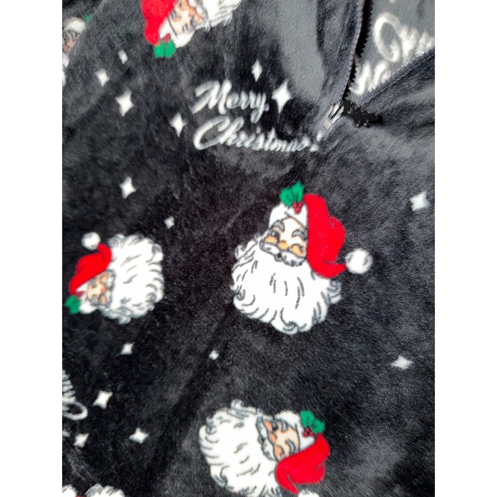 No Boundaries Mens Santa Claus Merry Christmas Plush Fleece Quarter Zip Black M - Picture 2 of 6